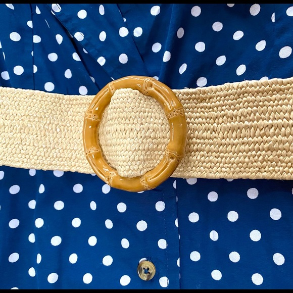 WE WORE WHAT — Vintage Inspired Navy Polka Dot Dress - Picture 8 of 8